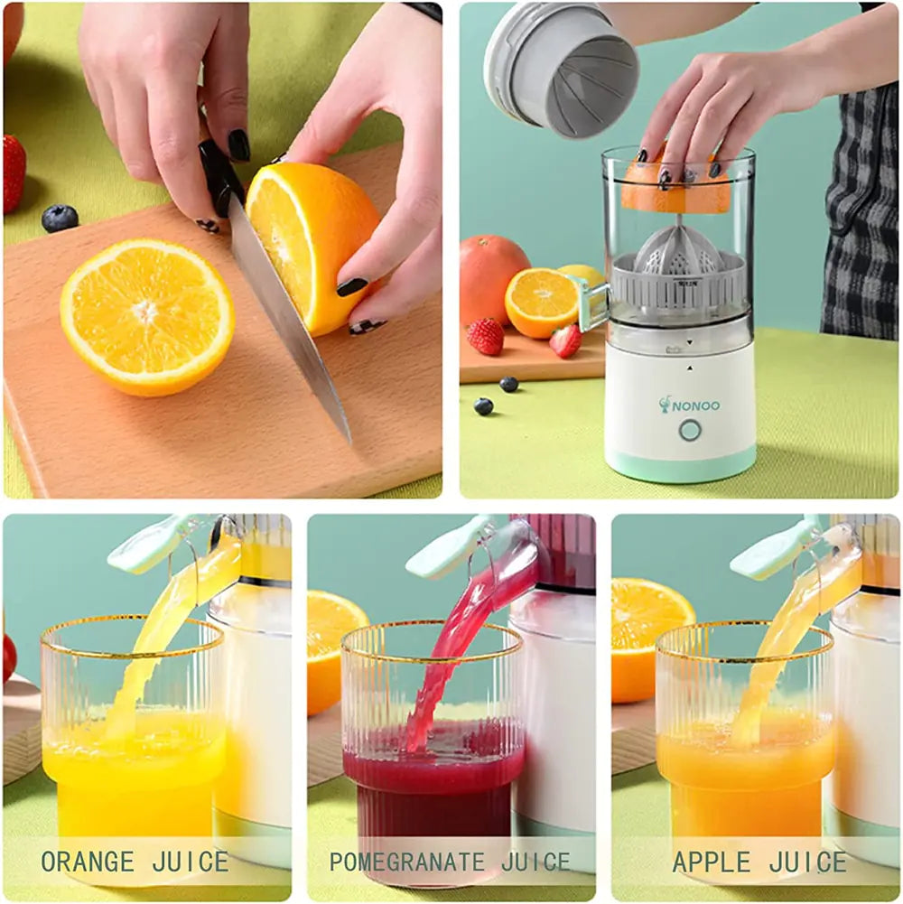 Wireless Slow Juicer Orange Lemon Juicer USB Electric Juicers Fruit Extractor Portable Squeezer Pressure Juicers for Home 7.4V